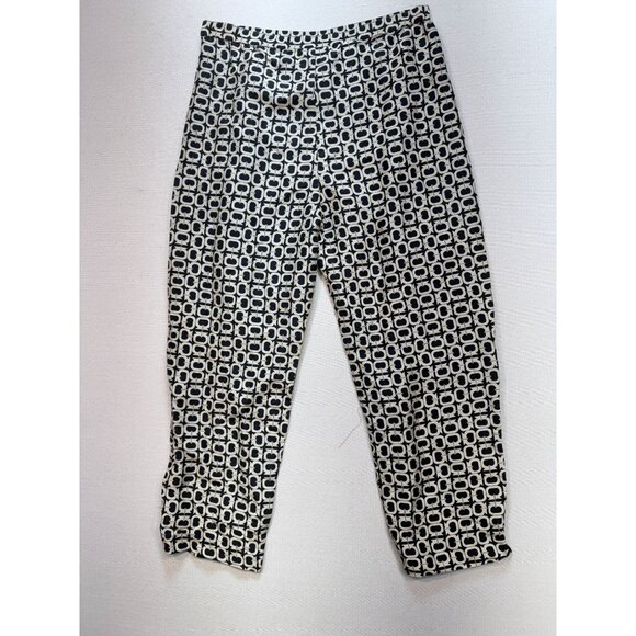 Vintage Vision Apparel Straight Satin Pants Womens Size 8 Tan Black Geometric - Picture 9 of 12